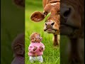 Gute moment with a monkey and a cow #cute #funny