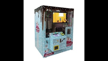Automatic ice cream vending machine HM766C for German - accept bill - strawberry flavor with topping