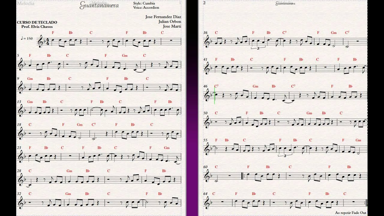 Guantanamera - Partitura - YouTube