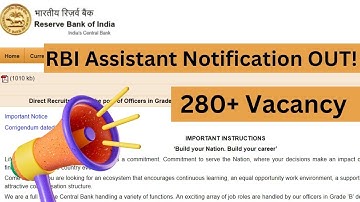 RBI Assistant 2023 Notification Out: 280+ Vacancy - Big Announcement #rbiassistant