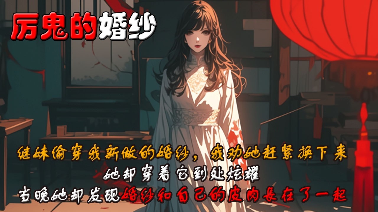 继妹偷穿我新做的婚纱，我劝她赶紧换下来，她却穿着它到处炫耀，当晚她却发现婚纱和皮肤長在了一起，她哭著來求我，可我只能無奈地搖頭，毕竟这可不是一般的婚纱