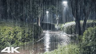 Healing & Sleep Music with Heavy Rain at Rainy Night - Relieves Insomnia