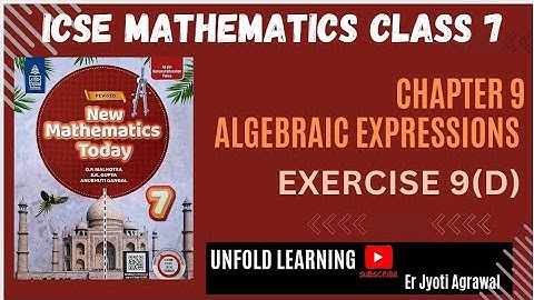 ICSE Class 7 || New Mathematics Today || OP Malhotra || 9. Algebraic Expressions || Exercise 9(D)