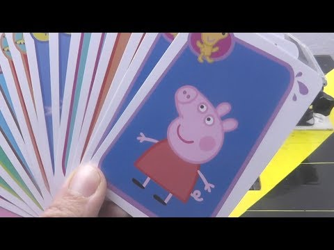 Peppa Pig Family Playing Cards and Toys vs Shredding Machine Crushing Destruction