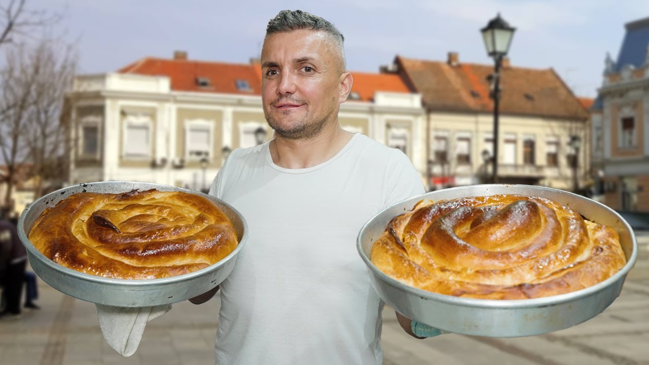 Сербский пикантный пирог с колбасой и сыром