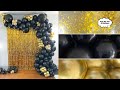 Black &amp; Gold Balloon Garland With Fringe Party Backdrop