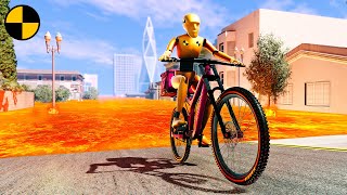 Lava Flood vs Bicycle 😱 BeamNG.Drive screenshot 3