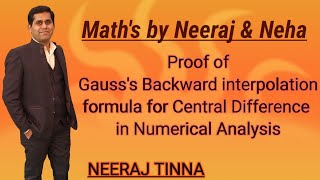 Proof of Gauss's Backward interpolation formula for Central Difference in Numerical Analysis