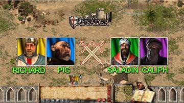 LIONHEART & PIG vs SALADIN & CALIPH | 2 vs 2 Fight | Stronghold Crusader