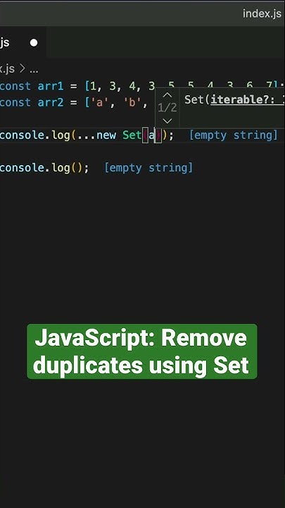 Javascript: Remove duplicates in array using Set - YouTube