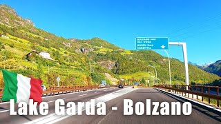 Scenic drive Italy. A22 Motorway. Lake Garda - Bolzano