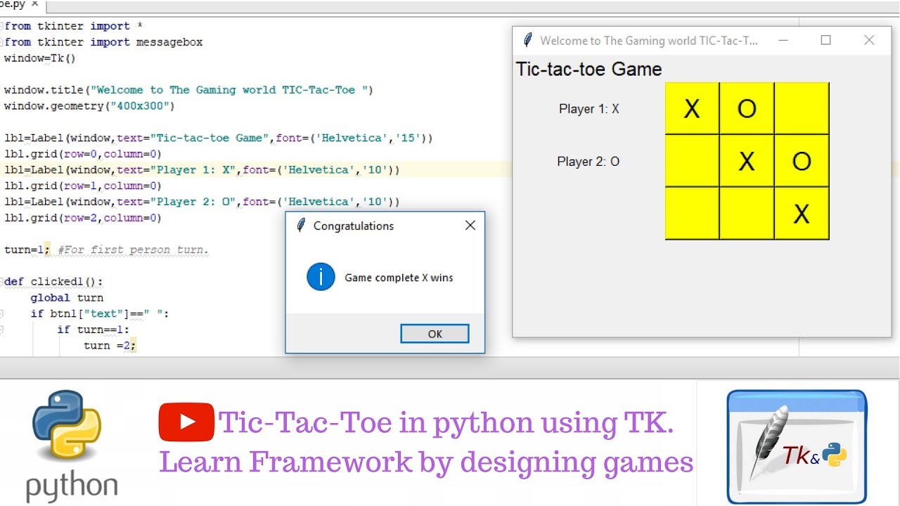Tic Tac Toe game with GUI using tkinter in Python - GeeksforGeeks