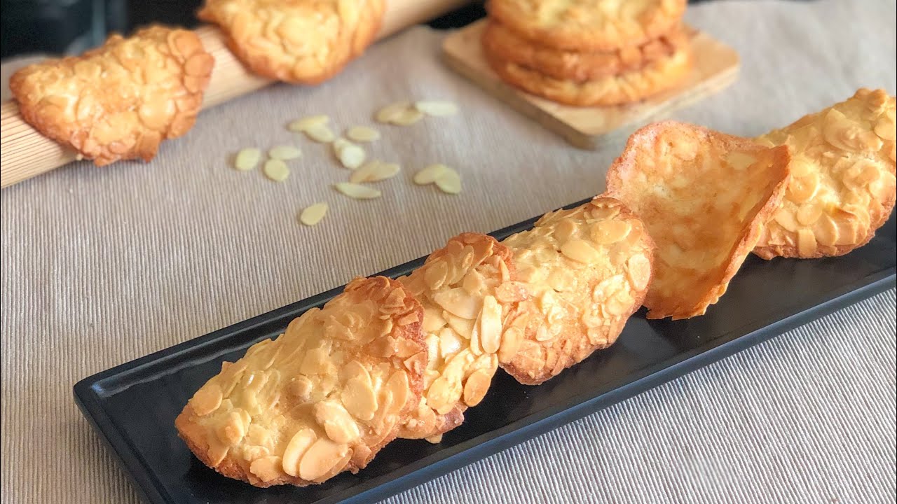 تويل باللوز بدون مول رائع  وراقي  حضريه للعيد / Tuiles aux amandes sans moule recette facile