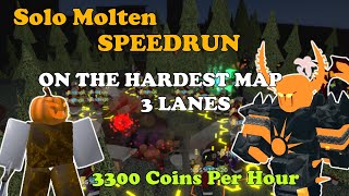 Molten SOLO  Speedrun On New DERELICT OUTPOST Map [3300 Coins Per Hour] || Tower Defense Simulator