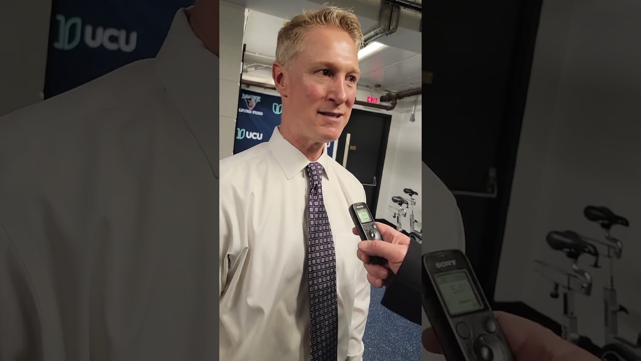 Boston College men's head hockey coach Greg Brown after a loss to Maine