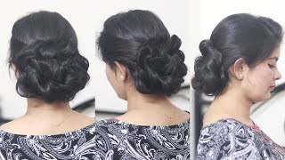 Heavy Bun/ Updo Hairstyle For Party/ Wedding/ Functions | Twist Bun Hairstyle For Special Occasions