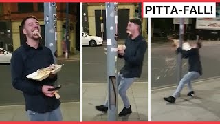 Drunk man drops kebab after leaning on lamppost | SWNS TV