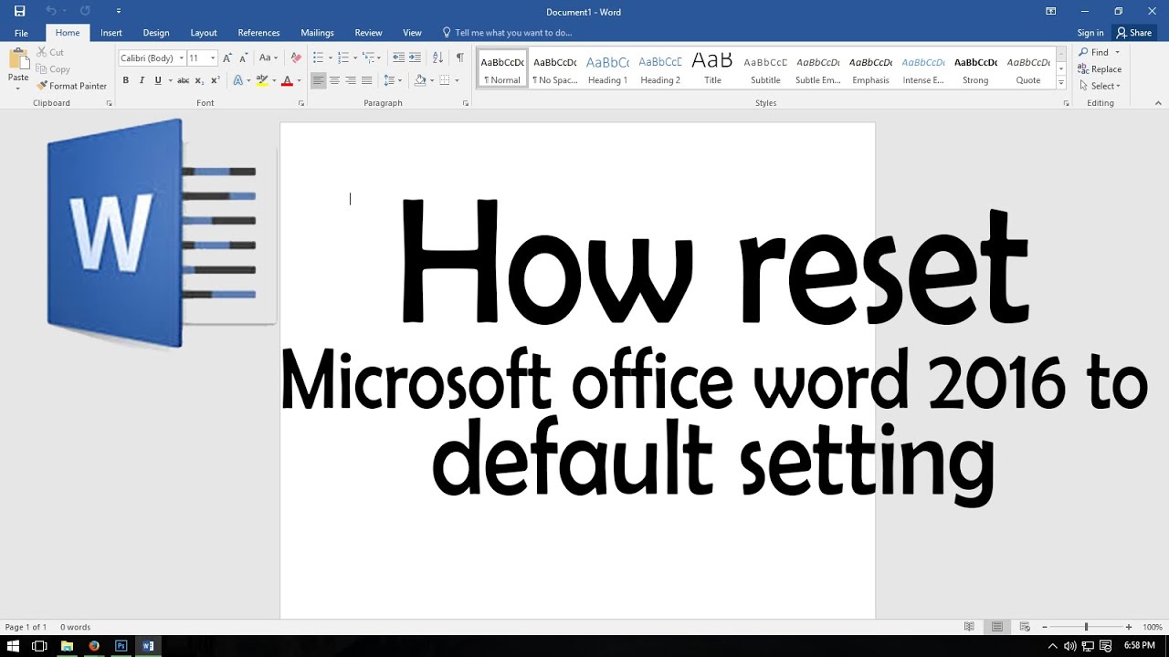 how to change default page layout in word 2016