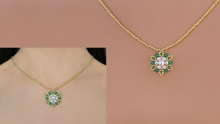 DIY Beaded Pendant Necklace with Pealrs and Crystal Bicones. How to Make Beaded Jewelry. 手工串珠项链教程