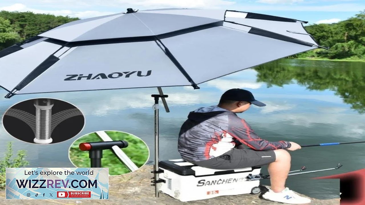 Upgraded Fishing Umbrella 360° Adjustment Big Parasol Sun Protection Outdoor Umbrella Yard Review