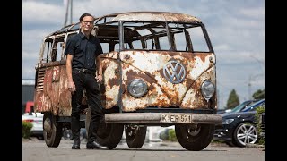 Rebirth of a super early 1951 VW Samba (VW microbus deluxe) forest find