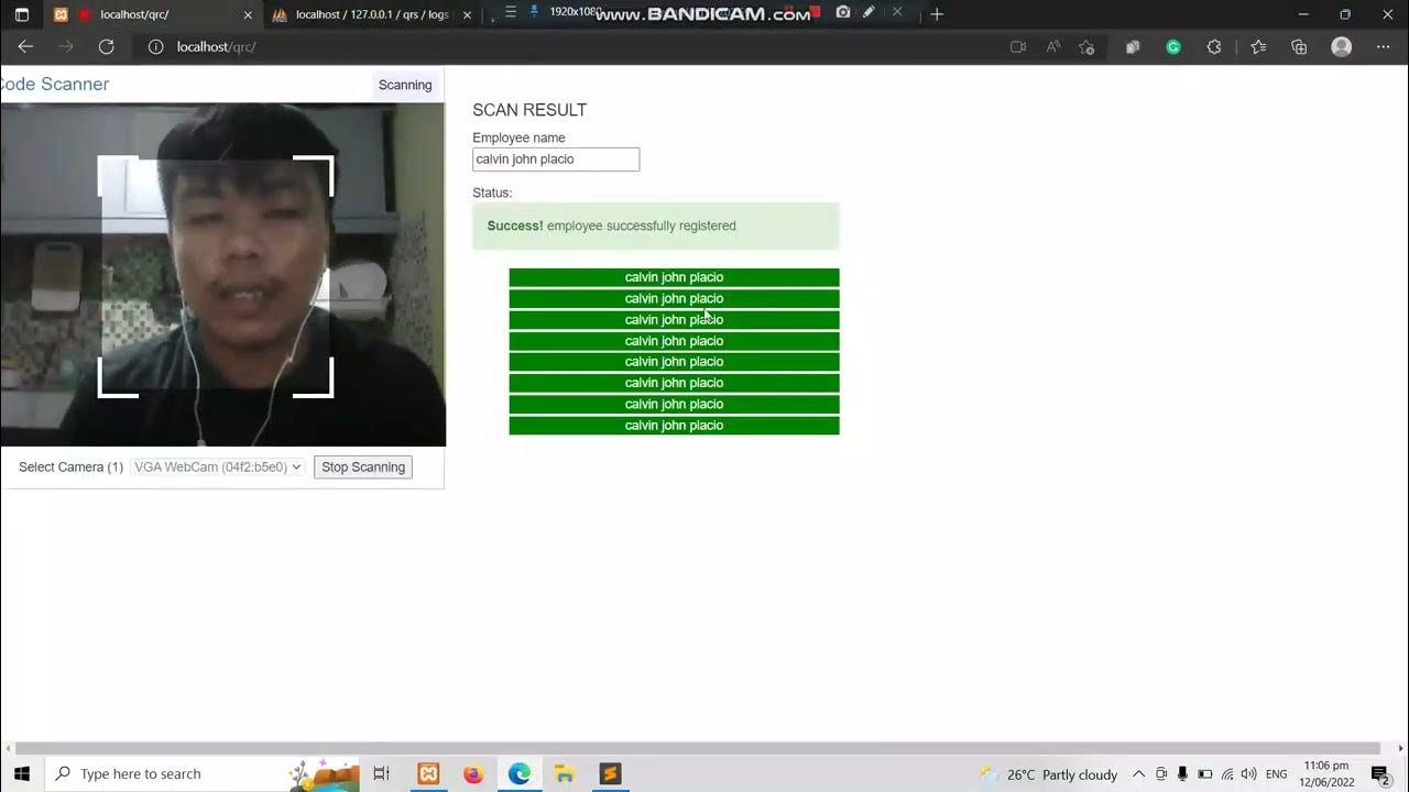 insert a QR code scanner result using Php and ajax with mysql database ...