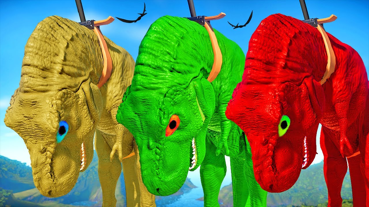 Tyrannosaurus Rex Colour Pack vs Majungasaurus vs Giganotosaurus Dinosaurs Fighting 🌍 JWE