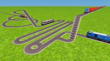 All Trains Crossing At Zig Zag  Tracks Risky Railroad Tracks ||train cartoon video 