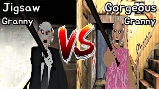 Jigsaw Granny vs Gorgeous Granny || Mod Battle || Horror Game - 직쏘 그래니 vs 화려한 그래니 배틀