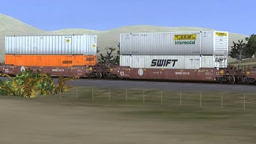 Trainz 2012: Railfanning at Tehachapi Loop Part 2 BNSF #6814 with a Double Stack Train