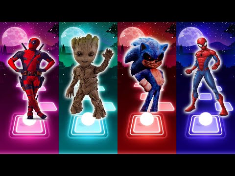 Deadpool vs Groot vs Sonic Exe vs SpiderMan, Tiles Hop + Coffin Dance