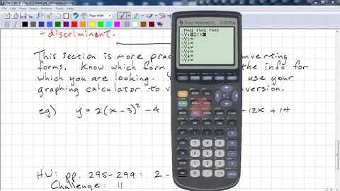 PreCalculus 11 Chp 4.5 - Equivalent Forms of the Quadratic