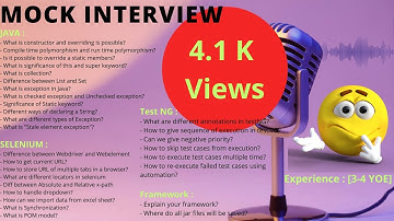 Skills : Java + Selenium + TestNG + Framework | Automation Testing Mock Interview [3 - 4 YOE]