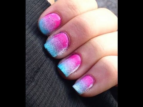 Ombre Nails Pink Lila Blau Youtube