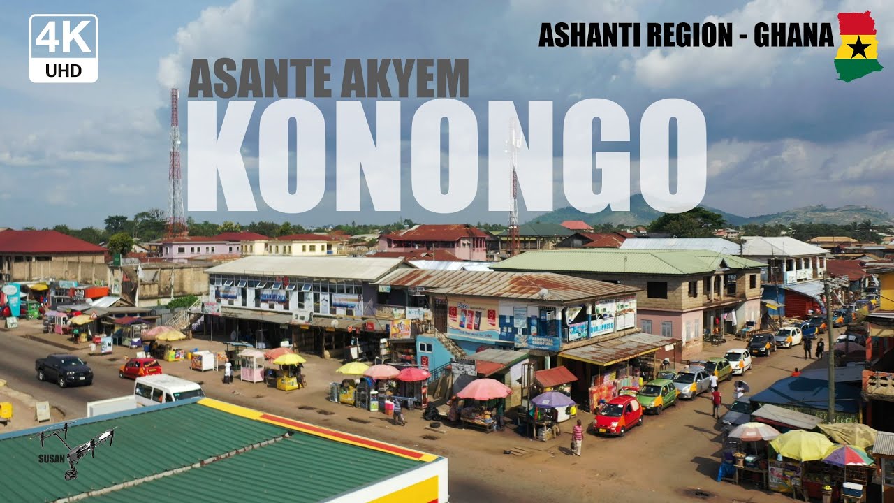 Konongo Town Aerial view in the Asante Akyem Municipal Ashanti Region ...