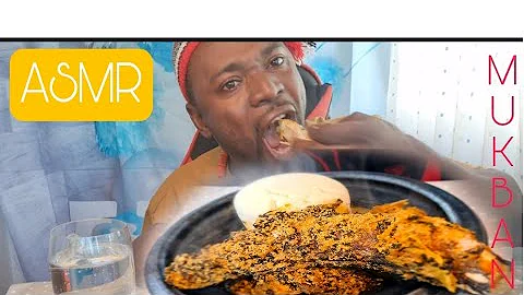 ASMR MUKBANG EGUSI SOUP MELLUZA FISH & COWLEG WITH FUFU TRADITION EATING SHOW.