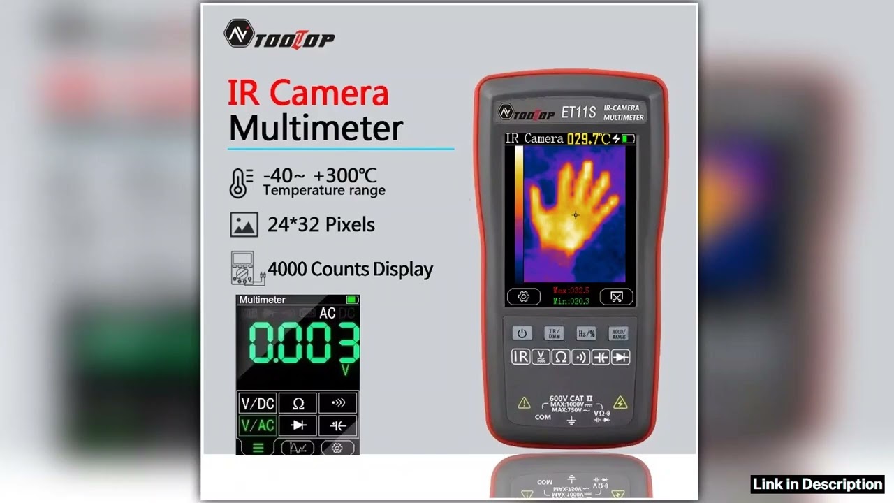 TOOLTOP ET11S 24x32 Thermal Imager 28 Inch Thermal Imaging Camera AC DC 4000 Counts Multimeter