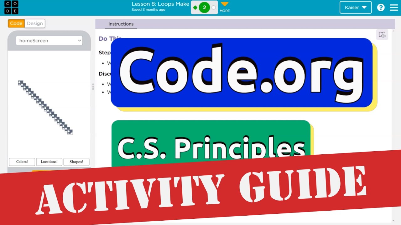 Code.org Lesson 8 Loops Make | Lock Screen Maker Activity Guide