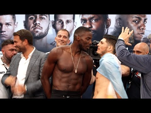 boxing news 24/7 co.uk MARIANO ANGEL GUDINO LOSES THE PLOT DURING HEAD-TO-HEAD WITH LAWRENCE OKOLIE / (COMPLETE) WEIGH-IN
