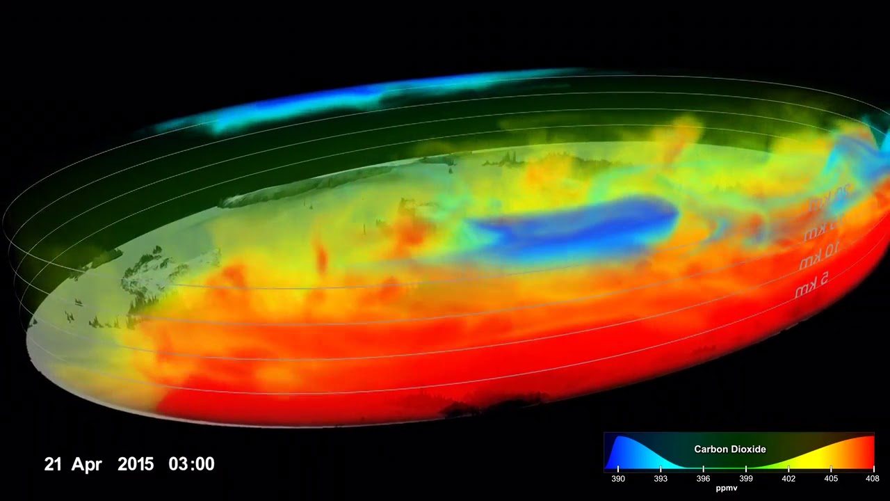 Vídeo mostra imagens de satélites com concentração de gases de efeito estufa na atmosfera