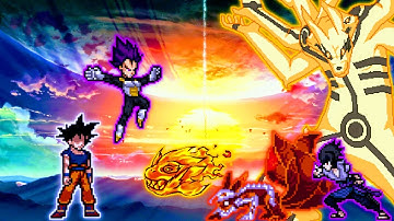 Goku DBS V 3.5 OP & Vegeta Ultra Ego VS Naruto OP & Sasuke OP in Jump Force Mugen🤩