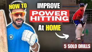 How to Improve POWER HITTING at HOME🏠 "WITHOUT A PARTNER"🔥💪| 5 SOLO Batting Drills to Hit BIG SIXES🚀 screenshot 2
