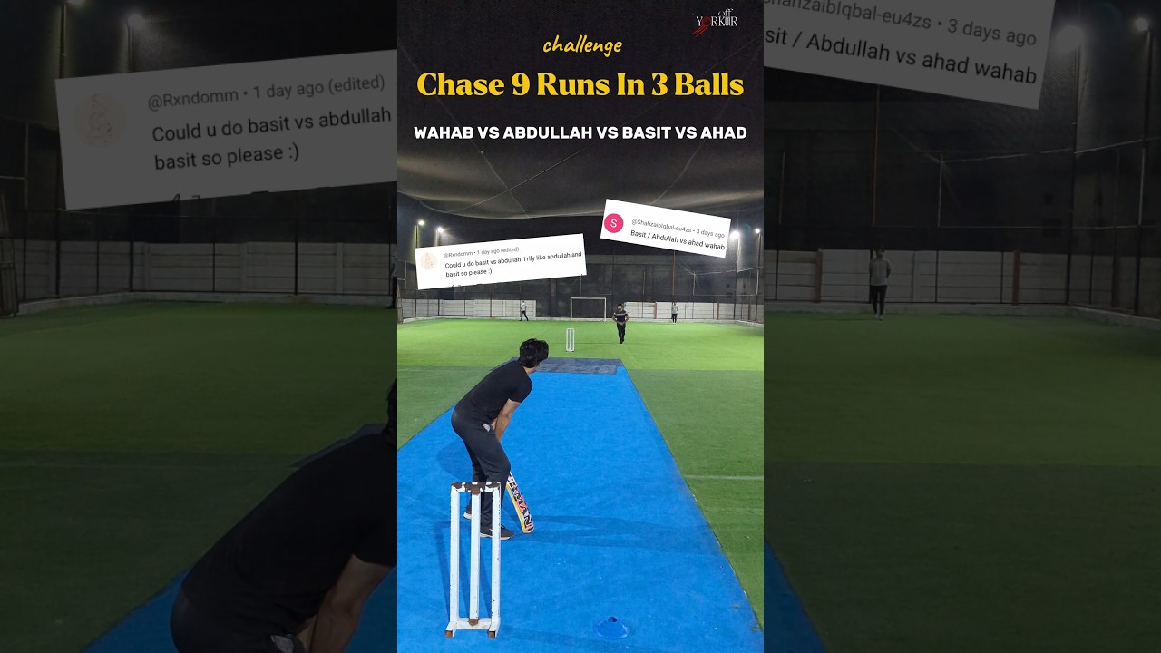 Chase 9 Runs In 3 Balls Challenge 🔥- Basit Vs Wahab Vs Abdullah Vs Ahad - Off Yorker 