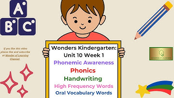 Wonders~ Kindergarten~ Unit 10 Week 1