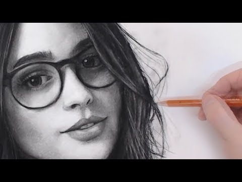 Girl With Glasses Portrait Drawing Process