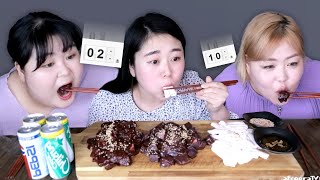 ️생간,지라,소 등골 만땅자매 시간먹방  Raw Liver & Raw Beef Spine & Raw Beef spleen️