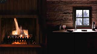 Winter Cabin Fireplace HD | Soft Piano Music | Snow falling, Fire Crackling Sound, Cozy screenshot 3