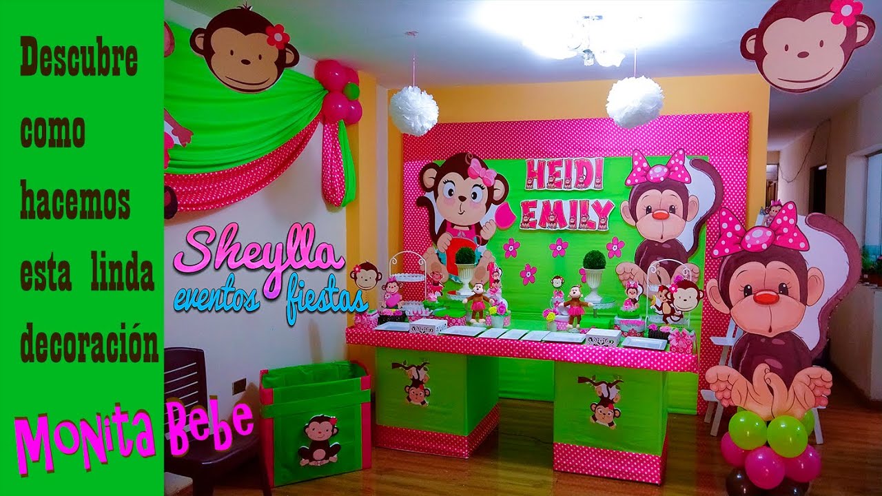 Decoración de Monita bebe, baby, niñas, fiesta temática Infantil 🙈 🎀 baby cute decoration - YouTube