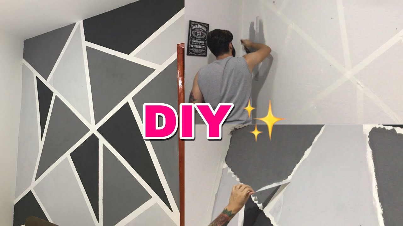 DIY: PAREDE GEOMÉTRICA| REDECORANDO A CASA!!! - YouTube