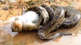 When monkey was desperate, something unexpected happened that saved him from giant python